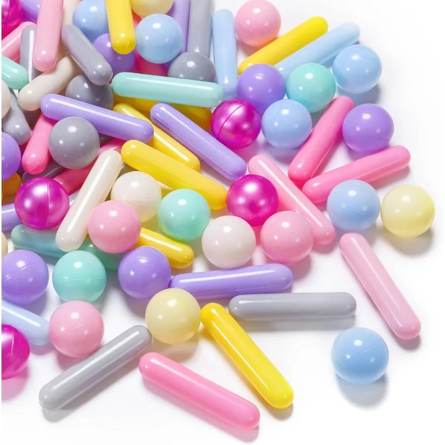 Ball Pit Balls and Strips for Ball Pits 50pcs Cute Plastic Star Toy Balls for Baby Toddler 1-3 Birthday Bounce House Play Tent