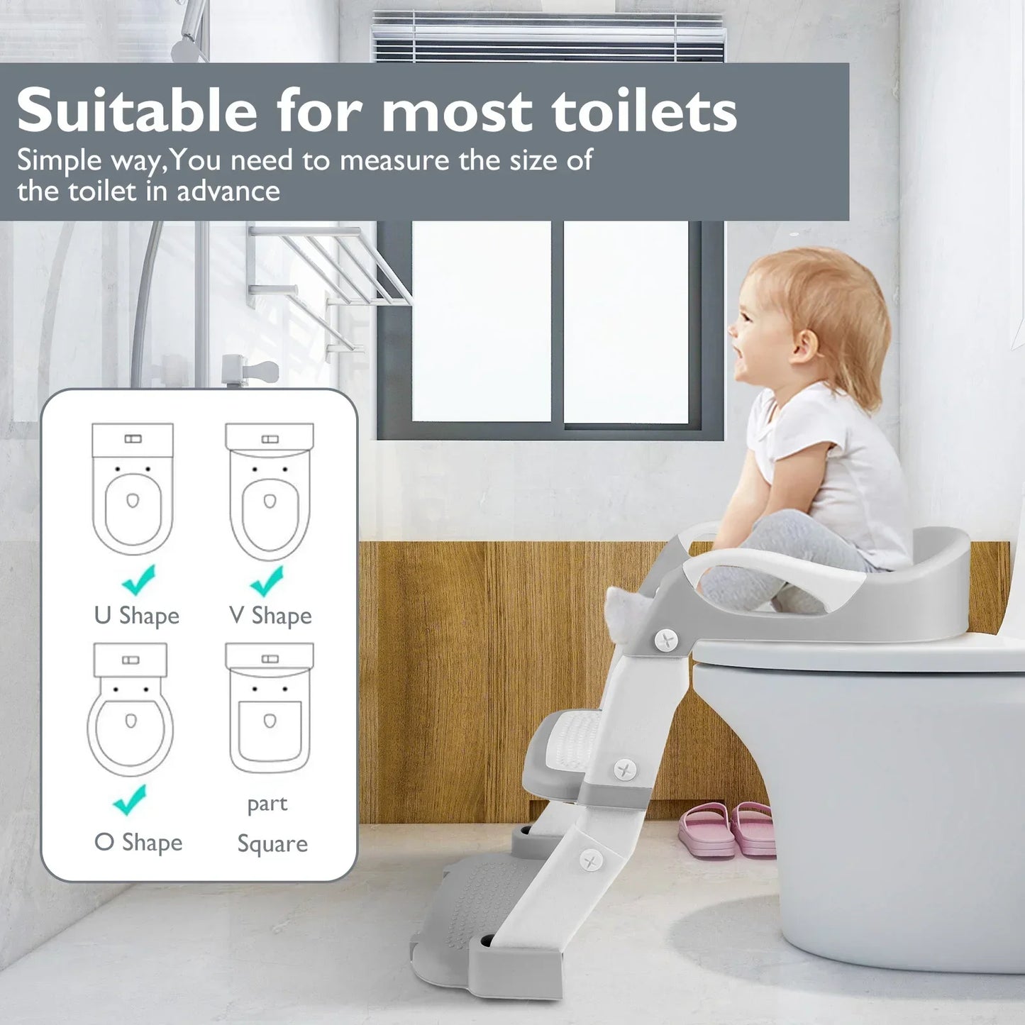 Child Toilet Seats Stairway Foldable Kids Potty Training Seat Step Stool Baby Potty Baby Pot Toilet Bathroom with Nonslip Pad