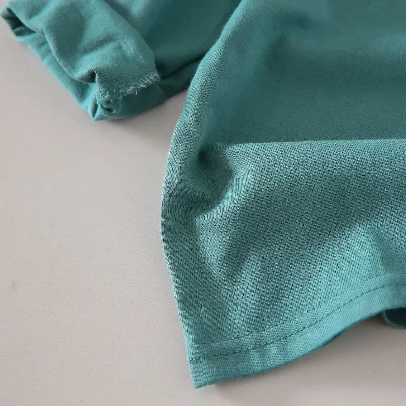 2-10Years Kids Base Shirt 2025 Spring Children's Cotton Girls' and Boys' Candy Color Long Sleeve Children's Round Neck T-shirt