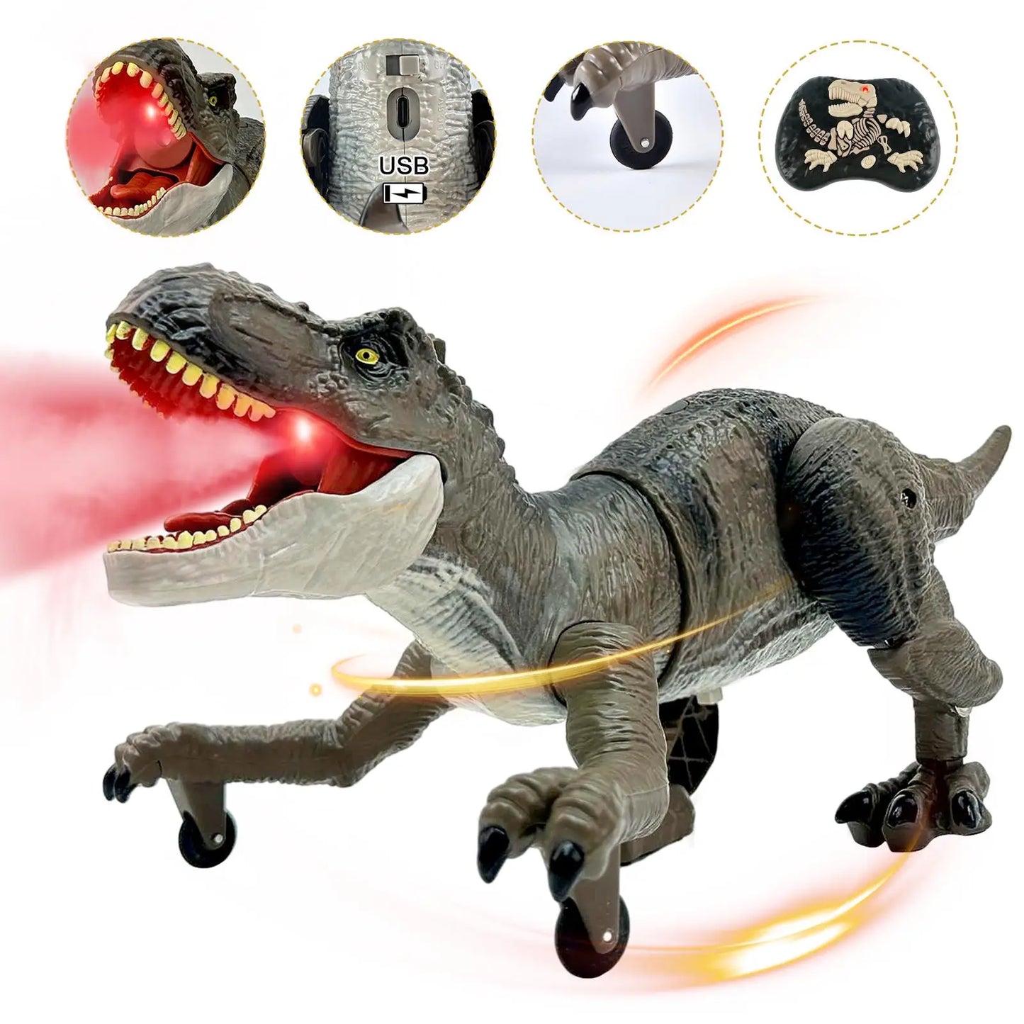 Dinosaur Animal Toy with remote control, Tirano-saurio Rex, Spinosaurus and SickleSaur Rex with water spray and swift movement,