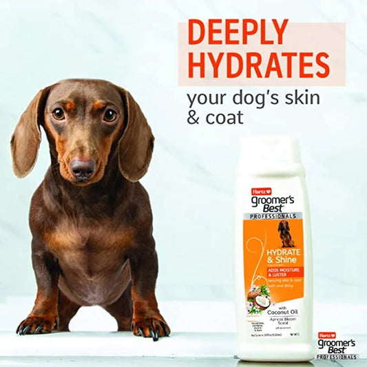 Hydrating Dog Shampoo with Coconut Oil Apricot Bloom Scent Professional Formula Gentle Sulfate Free All Dogs Skin Coat Shine