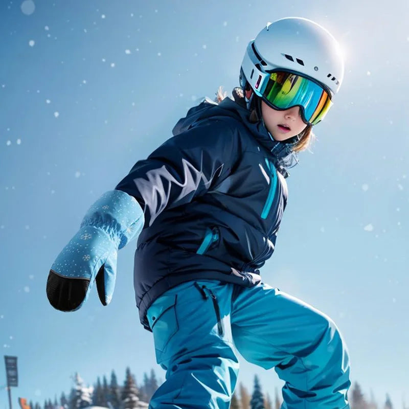 Kids Winter Skiing Gloves 3m Thinsulate Lining Waterproof Windproof Anti Slip Warm Mittens Boys Girls Outdoor Sports Snow Gloves