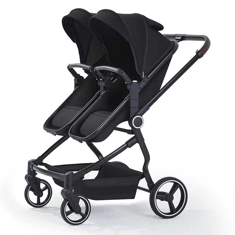 High-view Twin Baby Integrated Stroller, Can Sit or Lie Down, Ultra-light Portable Foldable Outdoor Travel Stroller