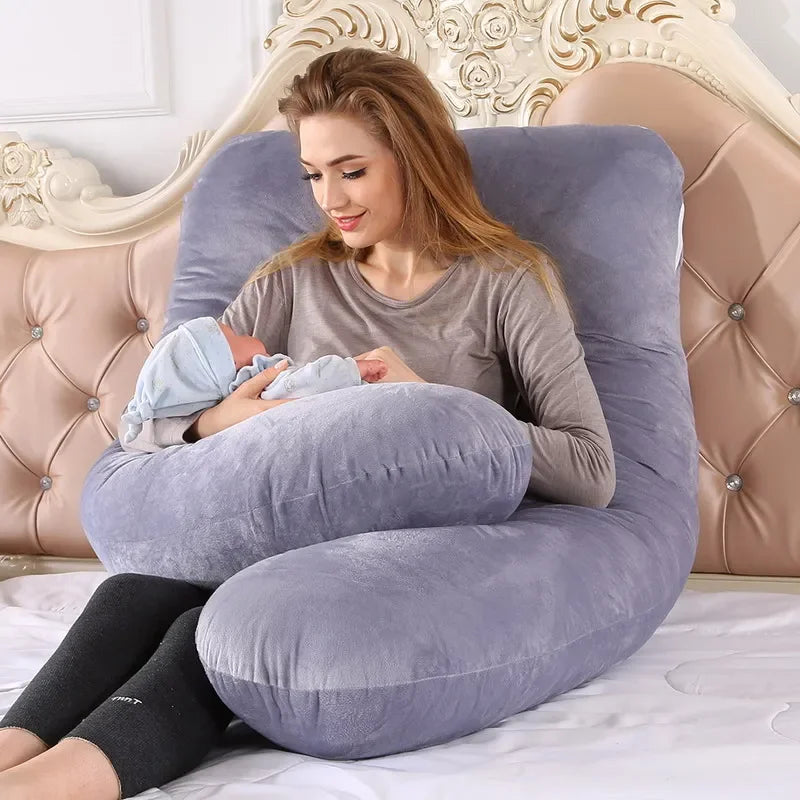 140x70cm 3000g 6.6lb Soft Pregnant Pillow U Type Lumbar Pillow Multi Function Side Protect Cushion for Pregnancy Women  velvet