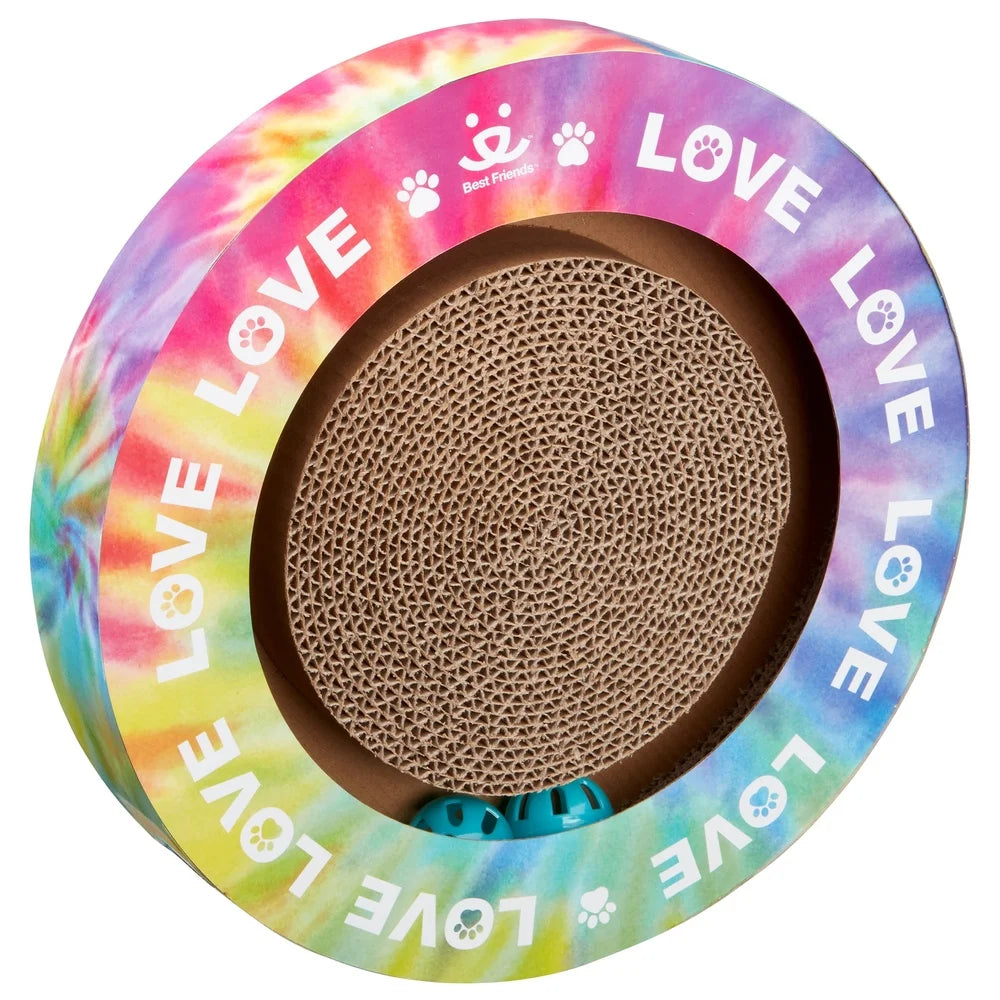 Interactive Cat Scratcher Toy Round Track with Spinning Ball Catnip Scratch Pad Fun Exercise Cats Lightweight No Assembly