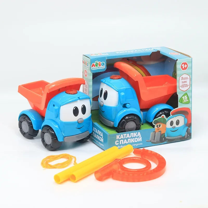 Musical Pull-Along Toy with Songs and Lights Famouse Russian Blue Tractor Cartoon - Learning Aid Tract
