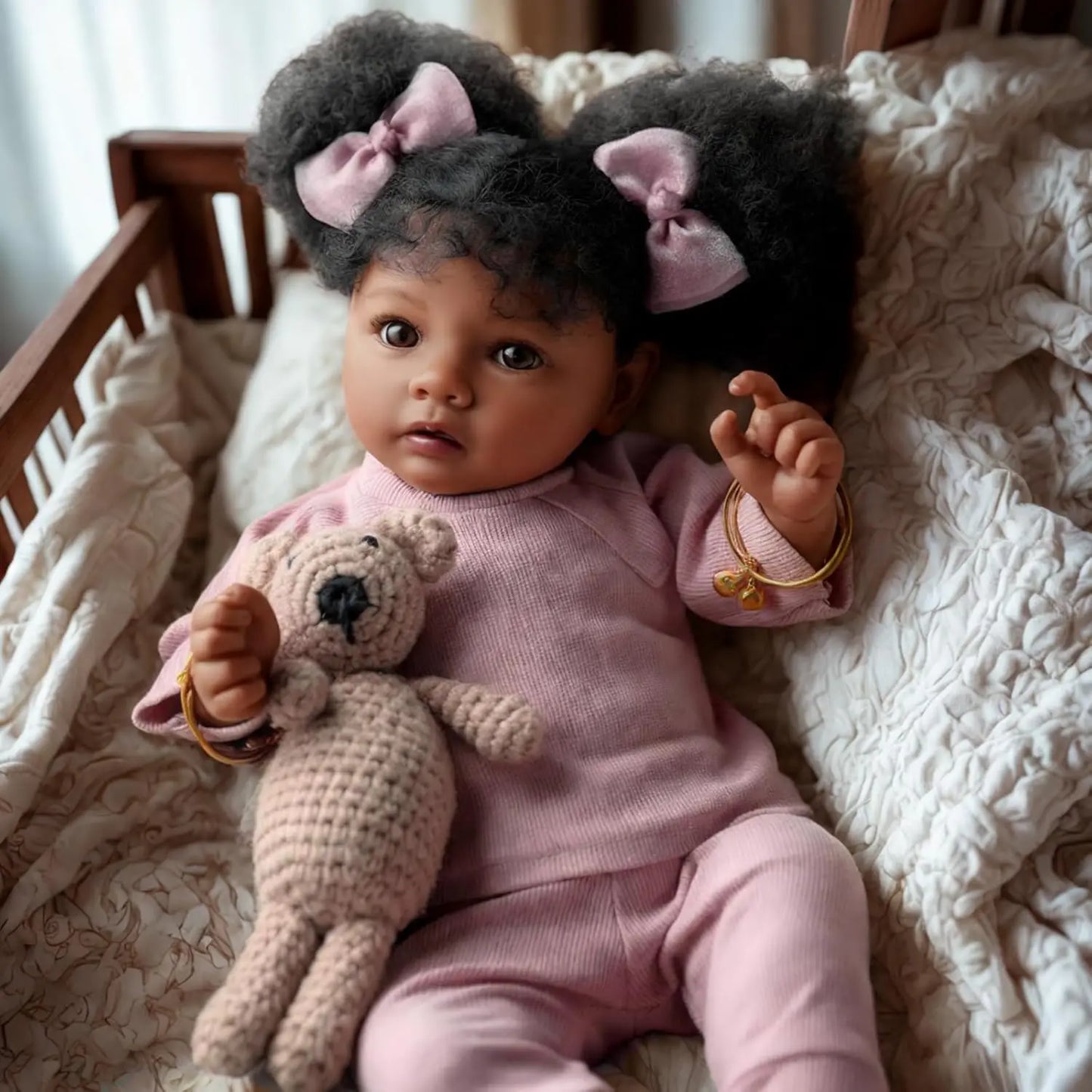 20 Inch Lifelike Reborn Baby Dolls Black Daisy Girl-  Soft Body Realistic-Newborn Baby Dolls Handmade Real Life Baby Dolls