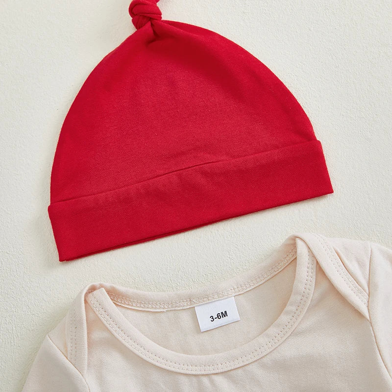 Infant Christmas Outfit Adorable Long Sleeve Romper with Tree Print Matching Pants and Hat for Baby Boy s Holiday Look