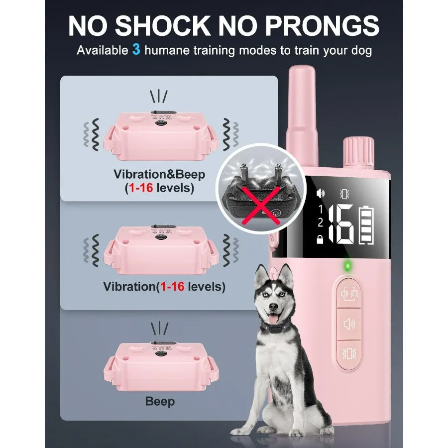 No Shock Dog Training Collar with Remote Dog Vibration Collar with Controller Beep and Vibrate Only Safe Lock Waterproof Rechar
