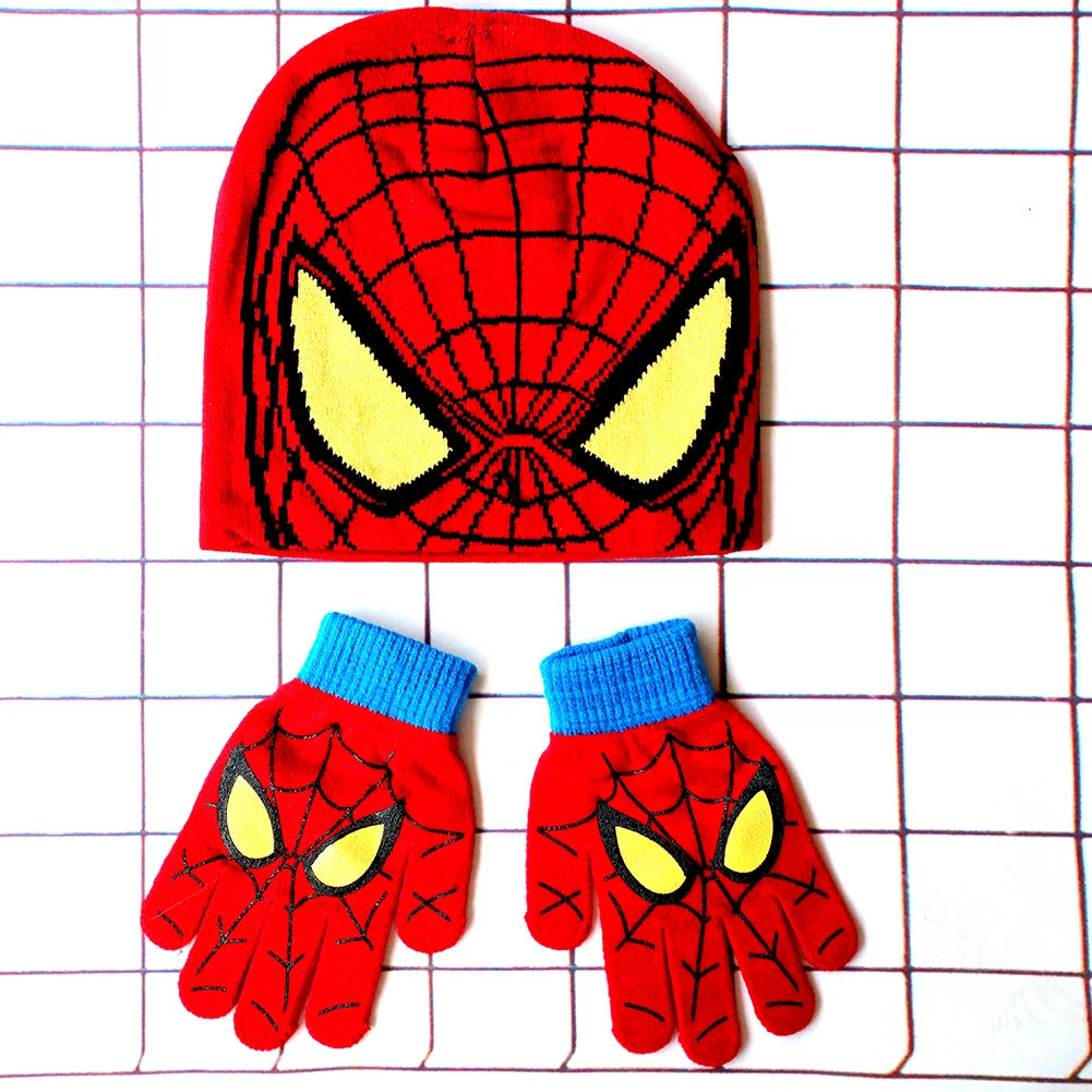 Disney New Autumn and Winter Cute Children Mickey Minnie Mouse Cartoon Scarf Hat Glove three-piece Warm Boy Girl Child hat