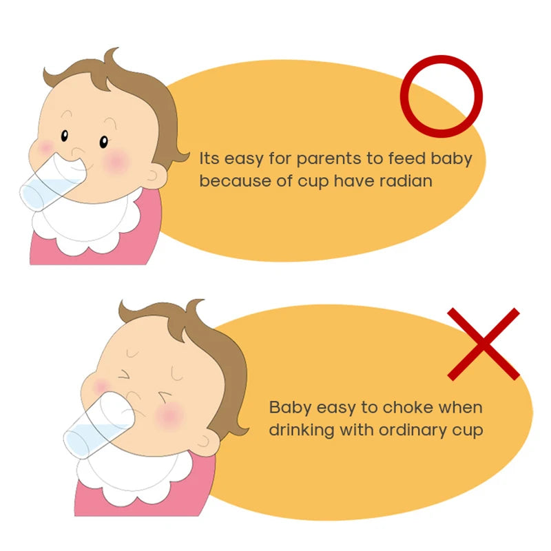 Baby learns to drink water cup, baby drinks water and milk, anti choking and nose protection, slanted mouth cup