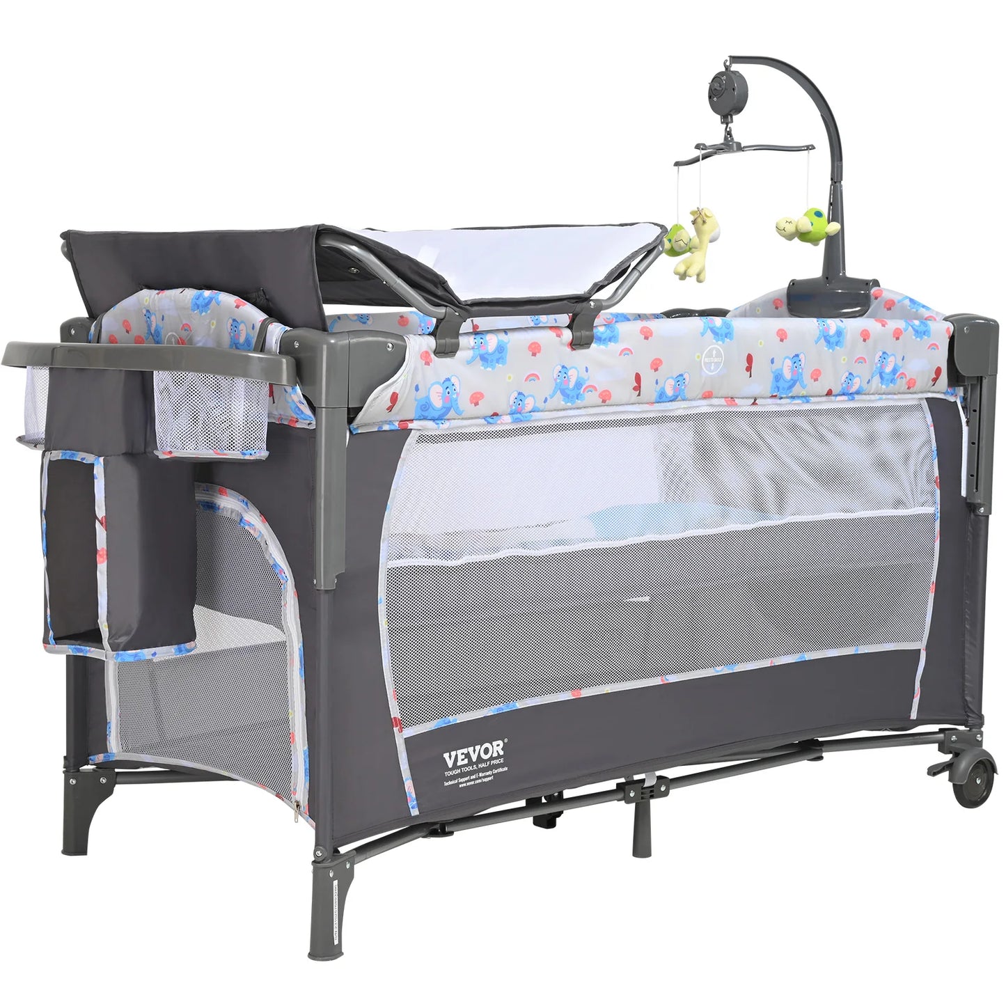 SucceBuy Baby Bassinet 77 pounds Load Capacity Easy to Fold Portable Baby Bassinet Bedside Sleeper with Storage Basket & Wheels