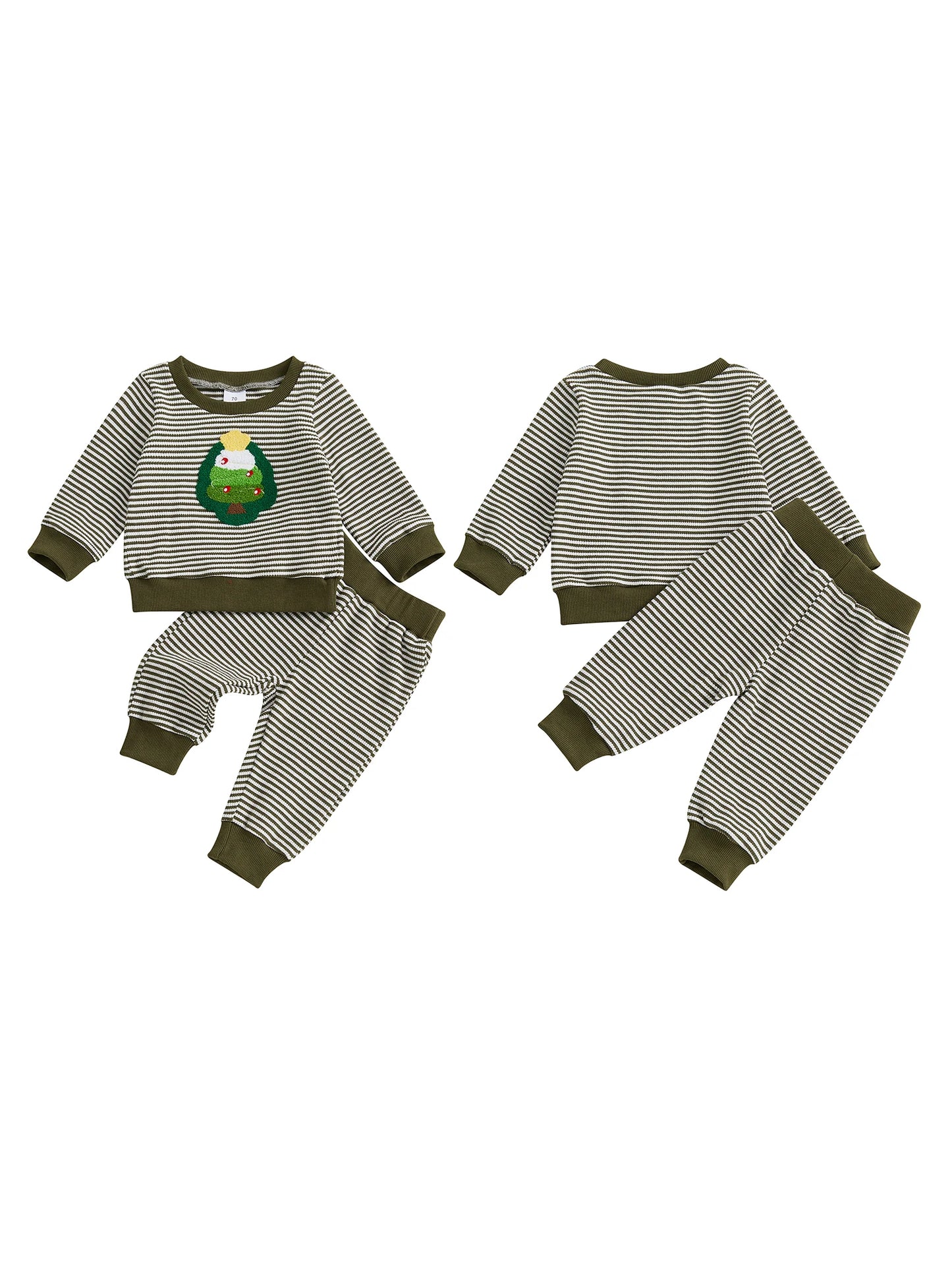 Baby Boys Christmas Outfits Santa Claus Reindeer Applique Plaid Flannel Shirt and Pants 2-Piece Clothing Set for Winter Holiday