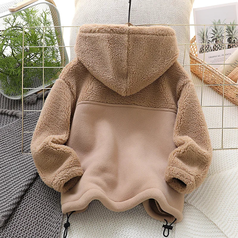 IYEAL Children's  Jacket Coat  Autumn Winter Warm Fleece Outerwear Boys Clothing Fleece Thickened Boy Clothes 4  8 to 10 years