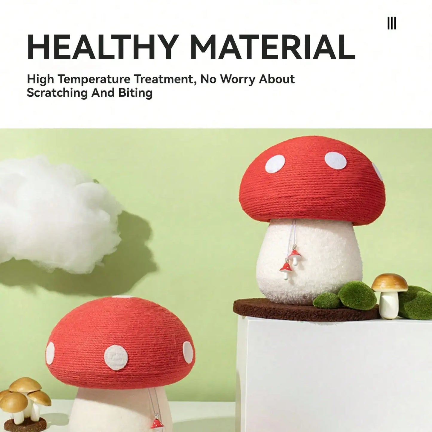 Mushroom Cat Scratcher Post, Mushroom Cat Tree & Cat Toys, Scratching Posts for Indoor Cats with Natural Sisal Rope Cat Tower