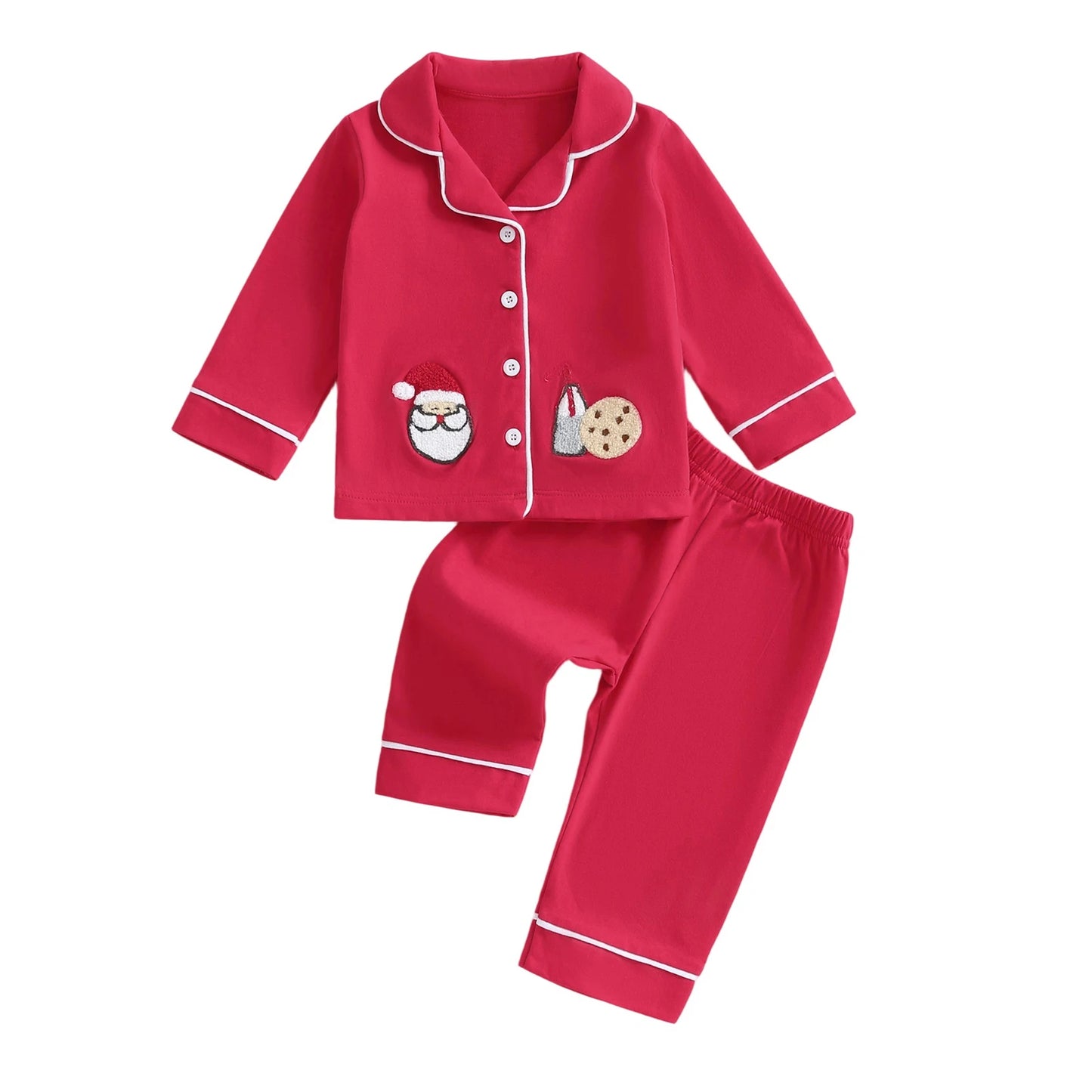 Infant 2-Piece Christmas Pajamas Set with Reindeer Print Long Sleeve Top and Matching Pants for Baby Sleepwear