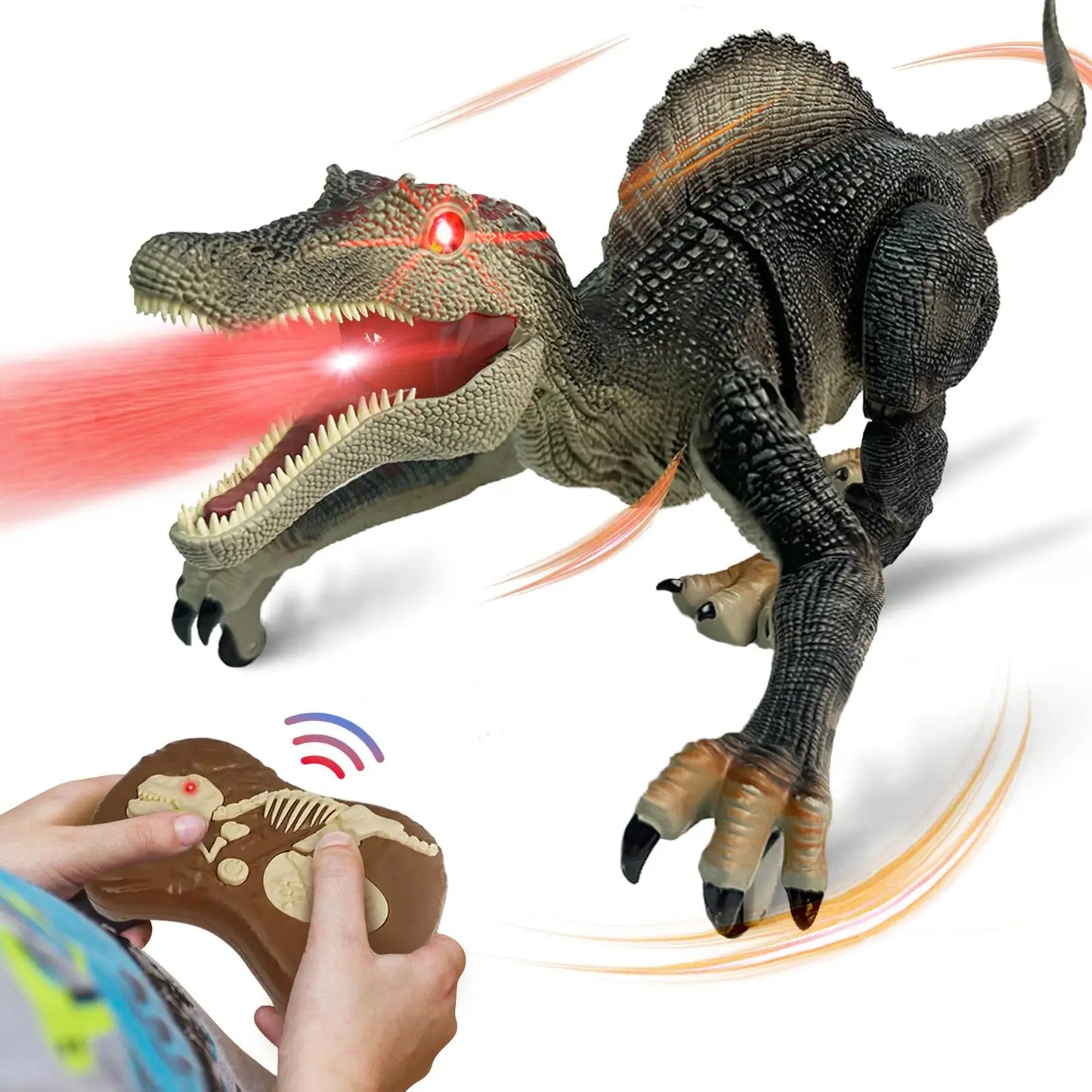 Dinosaur Animal Toy with remote control, Tirano-saurio Rex, Spinosaurus and SickleSaur Rex with water spray and swift movement,