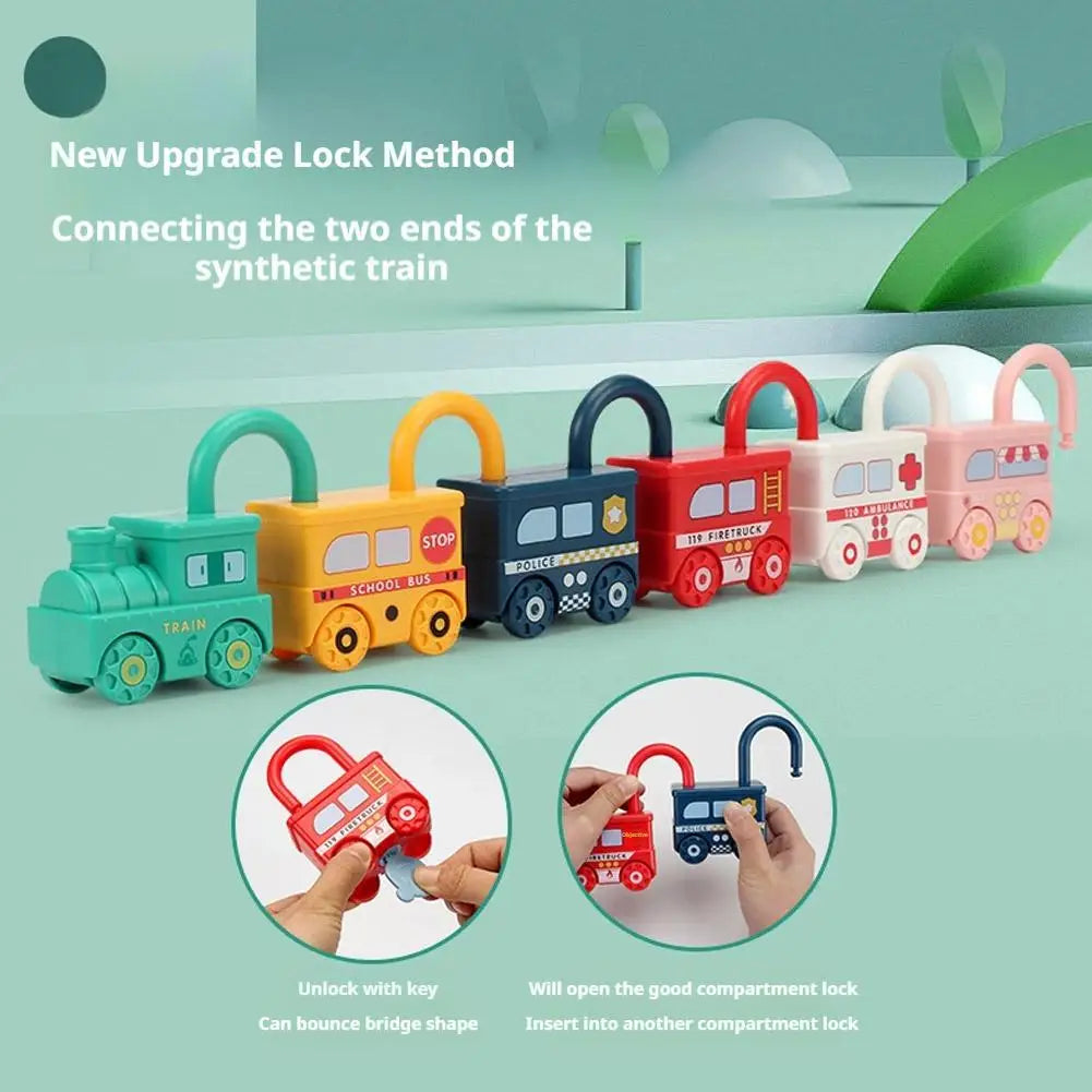 Montessori Lock and Key Train Set, Educational Toys for Toddlers 1-3, Baby Learning Train with Keys Matching Game