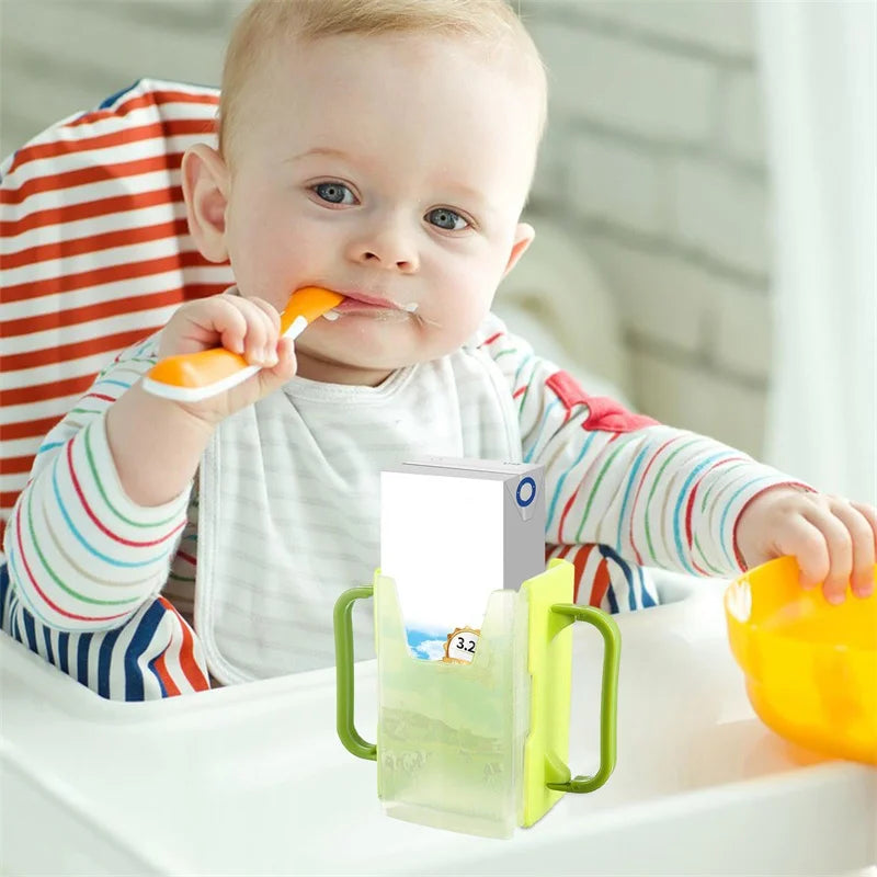 Infant Anti-Spill Cup Holder Bottle Cup Milk Holder Adjustable Safety Plastic Baby Toddler Juice Box Drinking