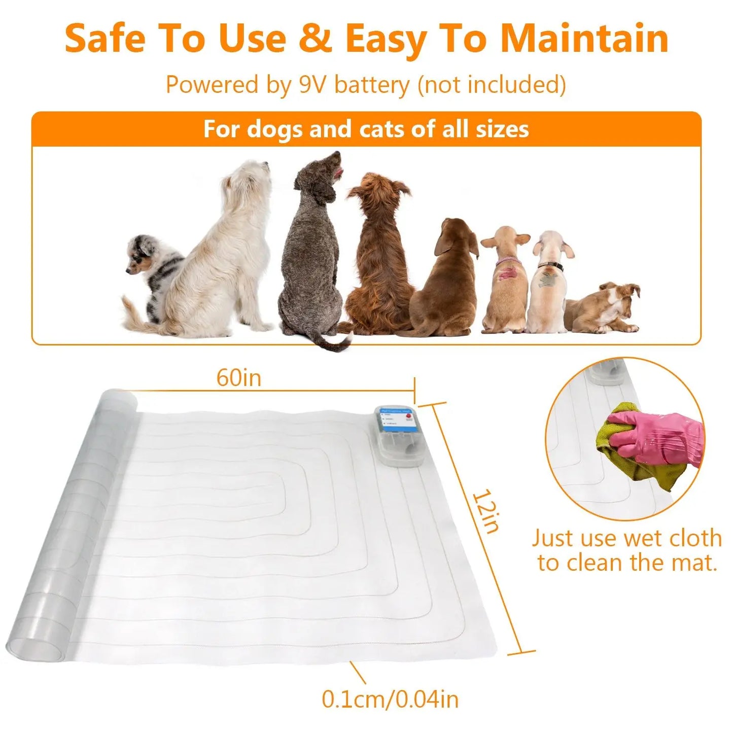 For Electronic Pet Training Mat Indoor Safe Shock Training Pad for Dogs Cats Pet Barrier 60x12in with 3 Training Modes