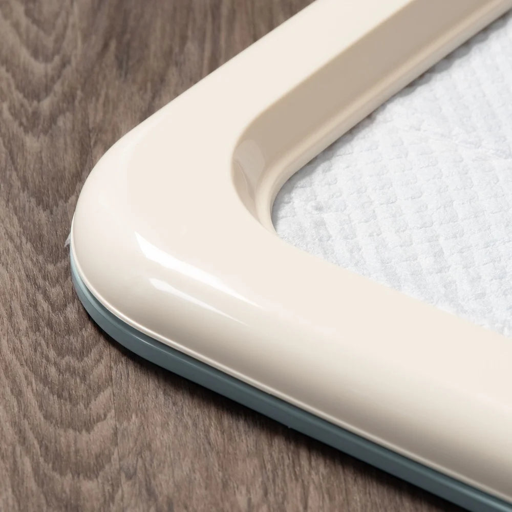 Dog Potty Training Pad Holder Non-Skid Tray Easy Clean High Polish Finish Secure Latches Protect Floors All Sizes