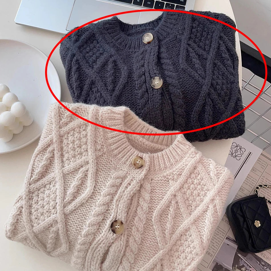 Kid Knitting Sweater Child Autumn Winter Solid Casual Cardigan Knitted Coat Baby Girls Long Sleeves Knitwear Top Twisted Clothes