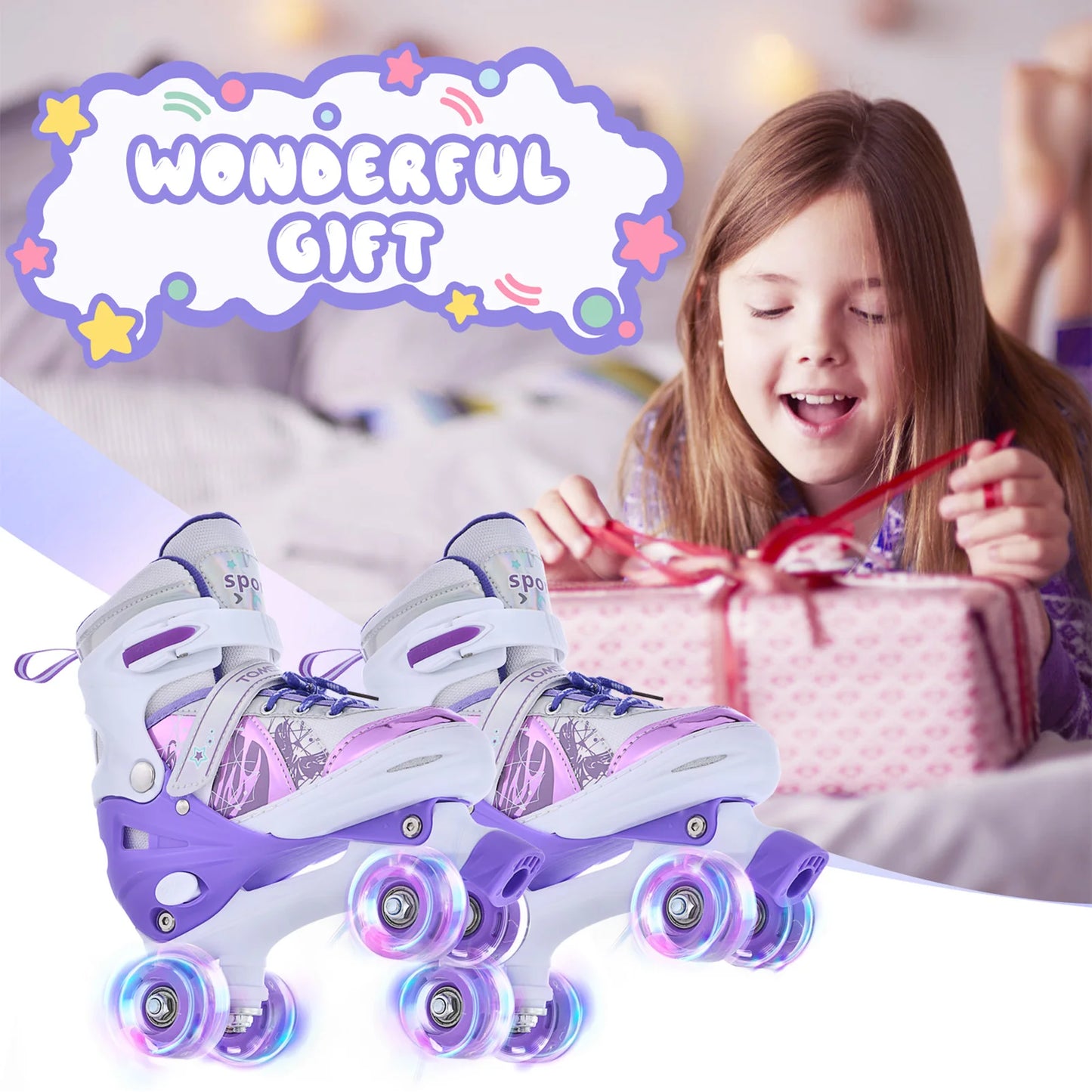 Roller Skates for Girls Boys for Kids 4 Size Adjustable Light Up kids roller skates girls roller skates kids roller skates girls