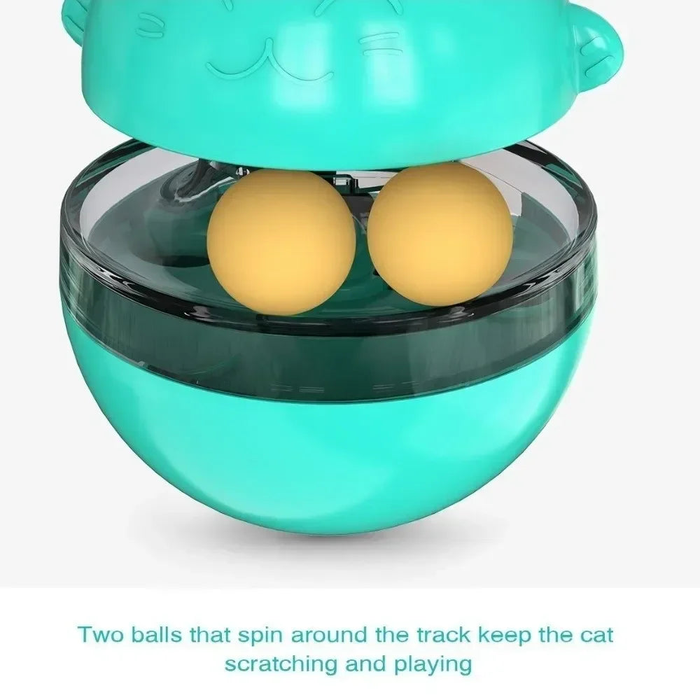 Cat Teasing Stick Tumbler Toy Leakage Food Roller Dispenser Adjustable Snack Rolling Device Interactive Fun Training Pet Cat Toy