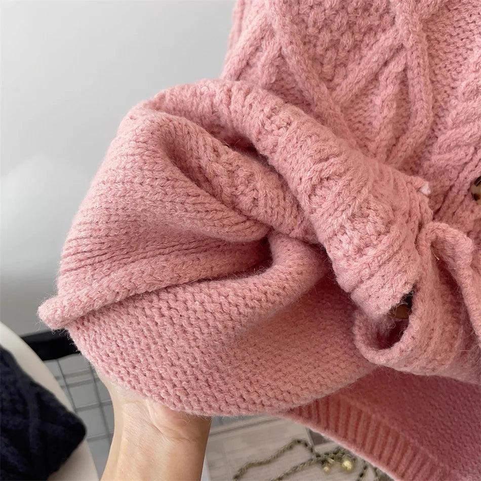 Kid Knitting Sweater Child Autumn Winter Solid Casual Cardigan Knitted Coat Baby Girls Long Sleeves Knitwear Top Twisted Clothes