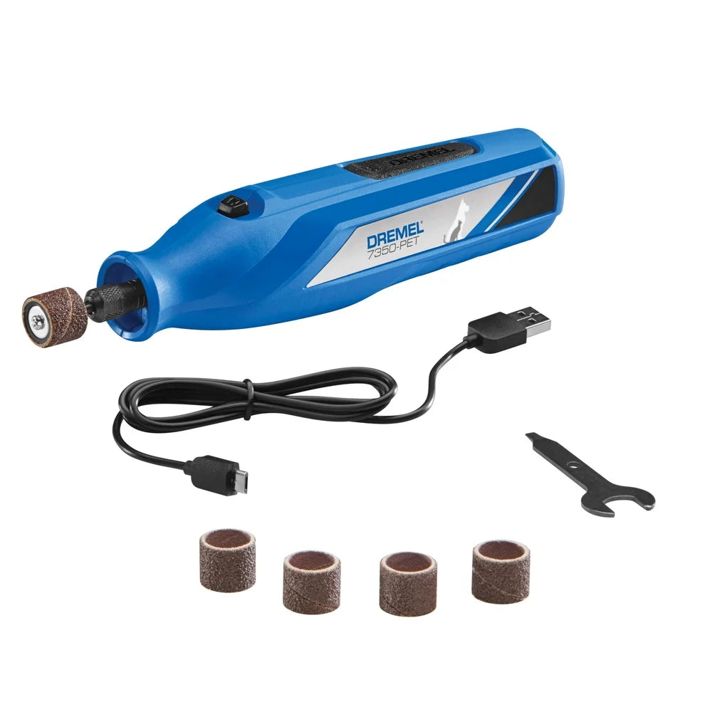 Professional Pet Nail Trimming Rotary Tool 7350-PET Cordless Nail Grinder 4V Quiet Lightweight USB Charging 7 Accessories