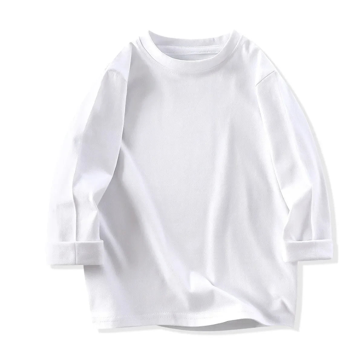 2-10Years Kids Base Shirt 2025 Spring Children's Cotton Girls' and Boys' Candy Color Long Sleeve Children's Round Neck T-shirt