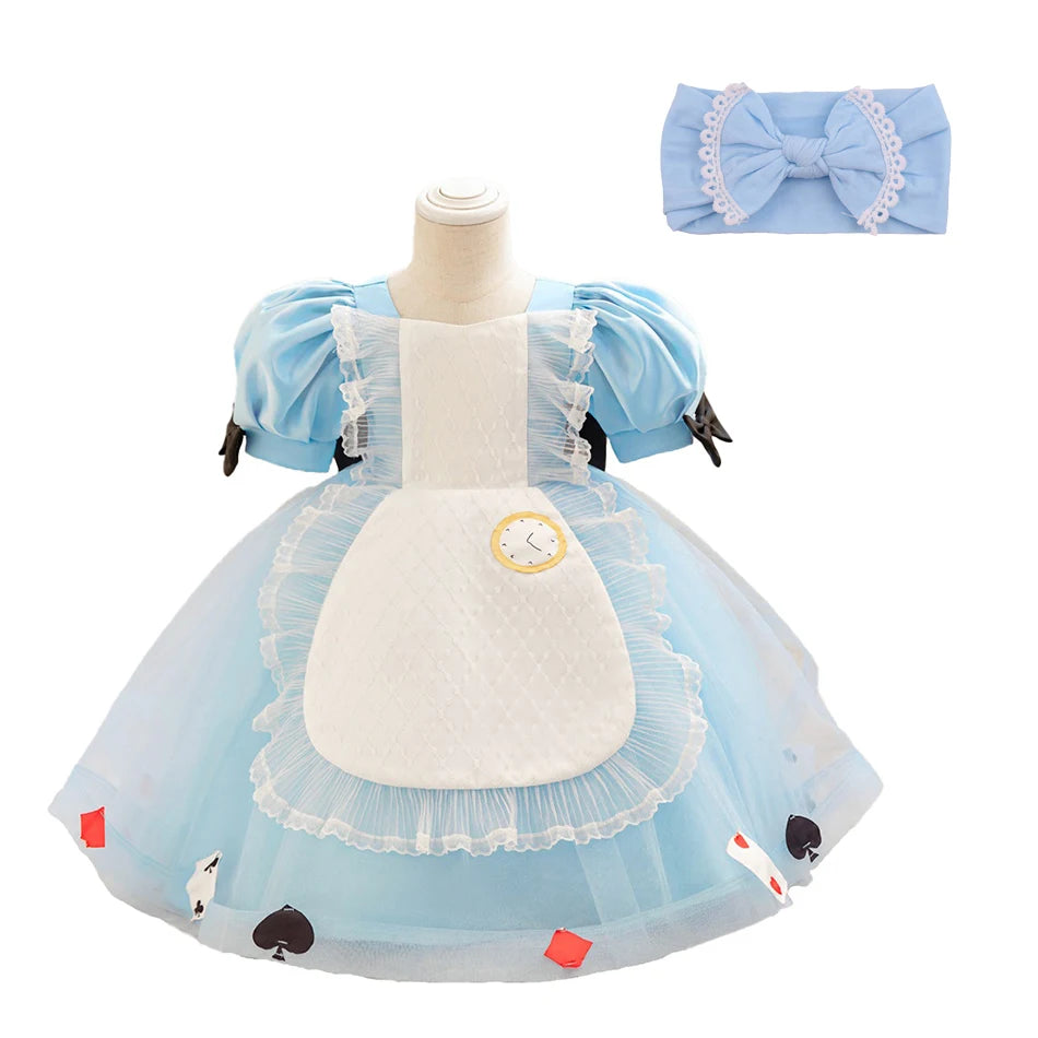 Princess Dress for Baby Girl Children Performance Clothing Baby Birthday Party Puffy Dress With Headband Christmas Costume 6M-3Y