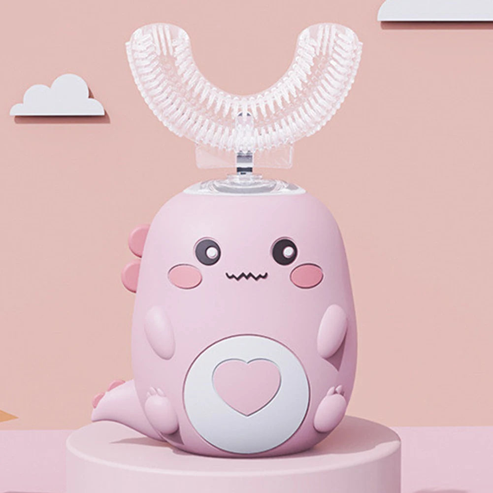 Kids Electric Toothbrush IPX7 Waterproof U-Shaped Sonic Toothbrush 3 Cleaning Modes Whole Mouth 360 Degree Cleaning Rechargeable