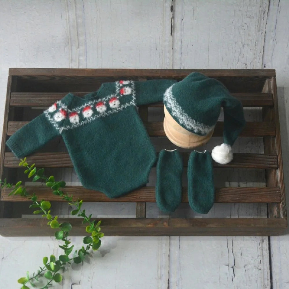Christmas Baby Clothes Birth Photography Props Articles Newborn Knitted Outfit Costume Infant Photo Shoot Accessories Male Sets