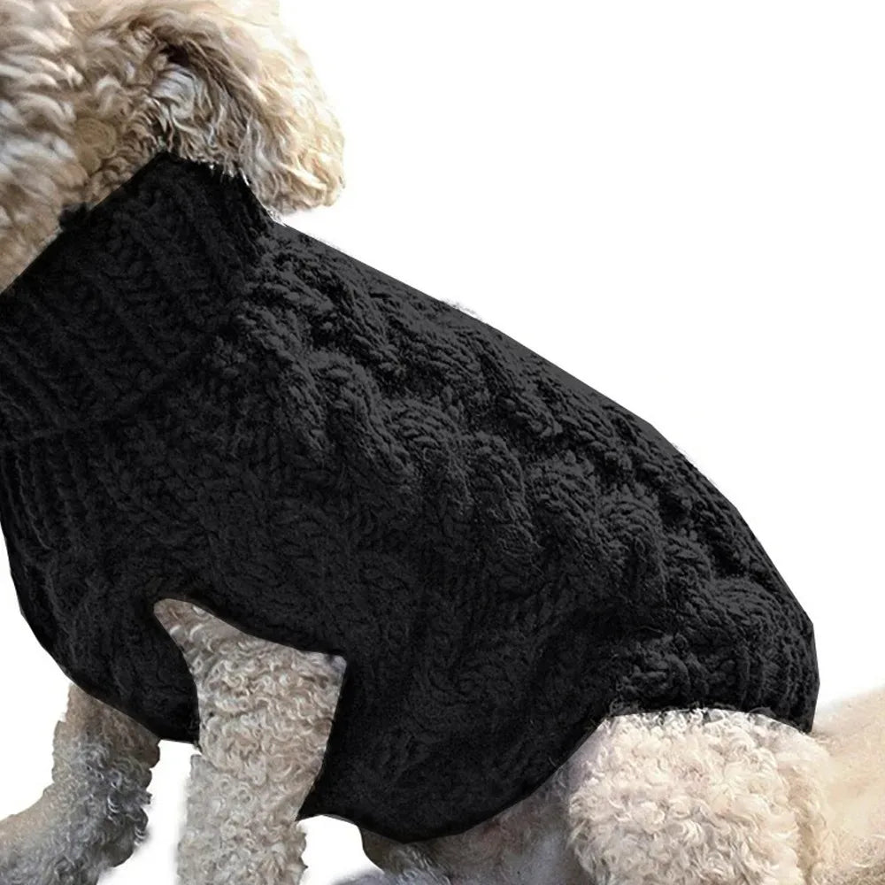 Winter Warm Dog Sweater Turtleneck, Easy Wear Open Front Pet Pullover for Small Medium Dogs, Soft Machine Washable Knit Coat