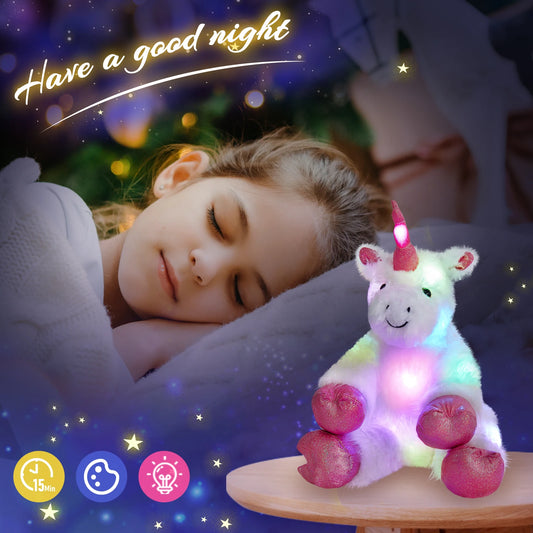 Glowing Unicorn Plush Toy, Cuddly Unicorn Stuffed Animal With Lights, Mother's Day Favors