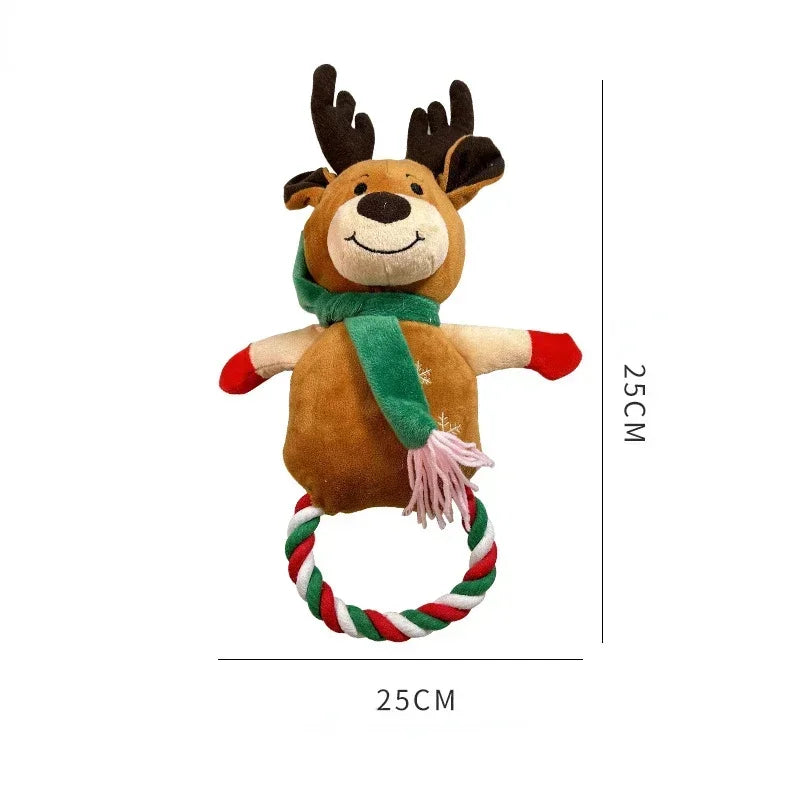 Pet Christmas Series Plush Dog Toys Santa Claus Elk Snowman Shape Colorful Toys Interactive Bite Toys