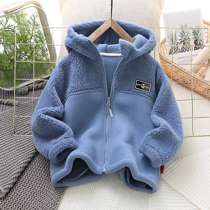 IYEAL Children's  Jacket Coat  Autumn Winter Warm Fleece Outerwear Boys Clothing Fleece Thickened Boy Clothes 4  8 to 10 years