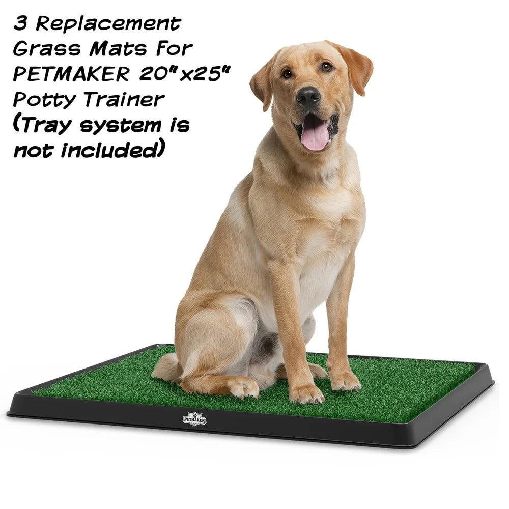 Set of 3 Reusable Dog Pee Pads Indoor Training Essentials Easy Clean Synthetic Plastic Turf Grass Replacement