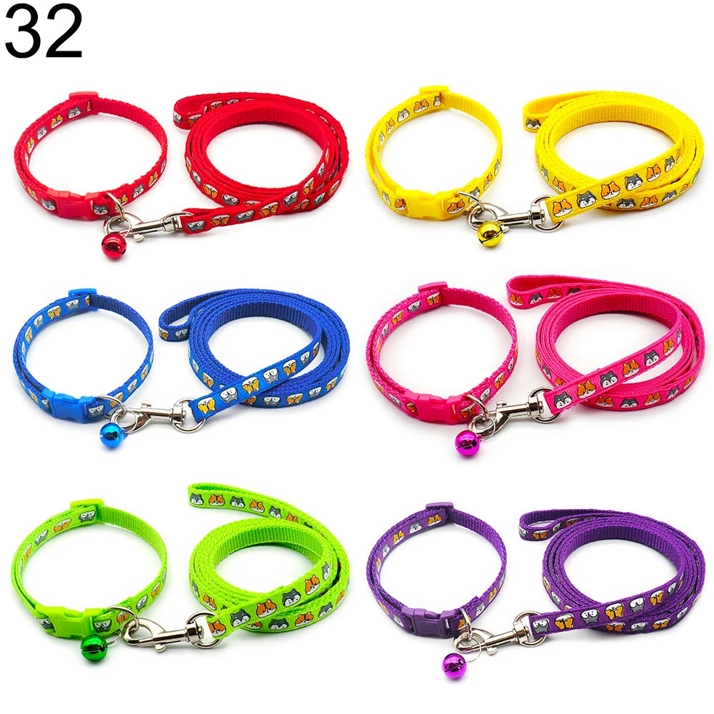 24Sets Dog Cat Leash Adjustable Leashes Collar Puppy Outdoor Walking Personalized Terier Schnauzer Outdoor Traction Rope General