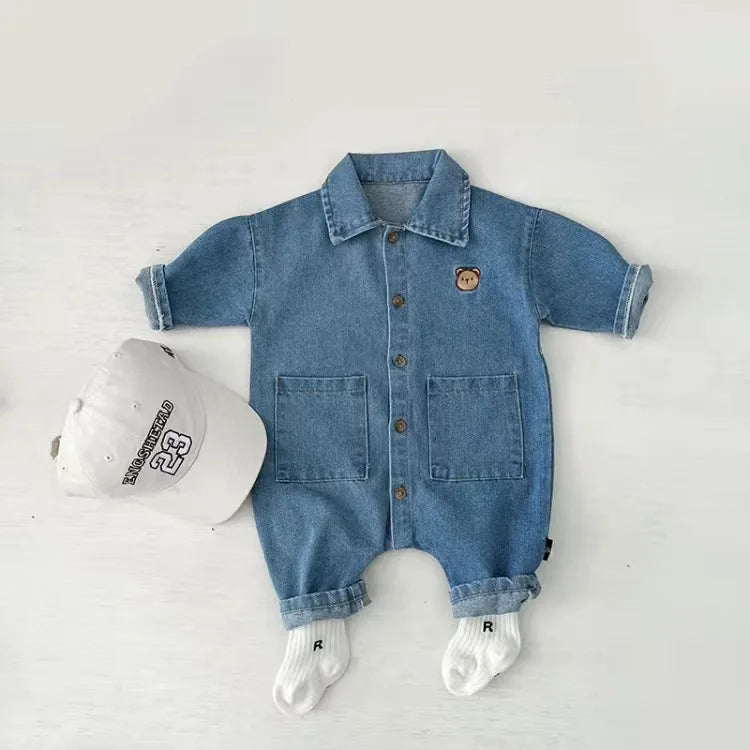 Baby clothes newborn jumpsuit denim romper spring and autumn boy girl romper baby fart romper romper cartoon giraffe romper