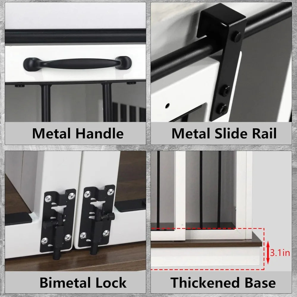 Dog Crate Furniture with Divider, Dog Crate for Small to Large Dogs, Dog Kennel Furniture with Double Doors, 47.2" W x 23.6" D x