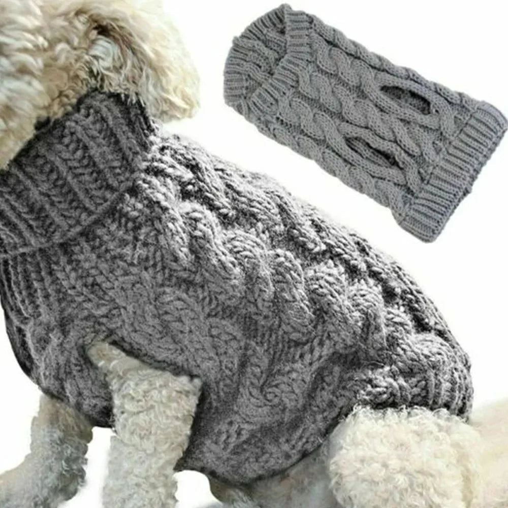 Winter Warm Dog Sweater Turtleneck, Easy Wear Open Front Pet Pullover for Small Medium Dogs, Soft Machine Washable Knit Coat