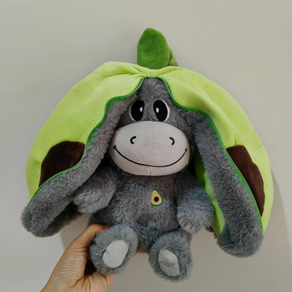 Strawberry Donkey Plush Doll Breathing Music Lighting Into Fruit Transform Baby Sleeping Stuffed Fluffy Toy Cute Plush Toys Gift