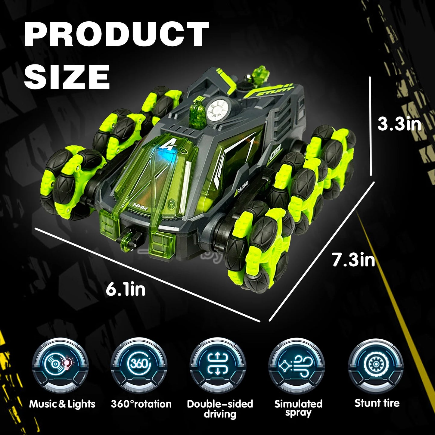 6-Wheel RC Stunt Car - High-Speed with 360° Spins, Durable Off-Road Toy for Kids & Adults, Perfect Gift Idea