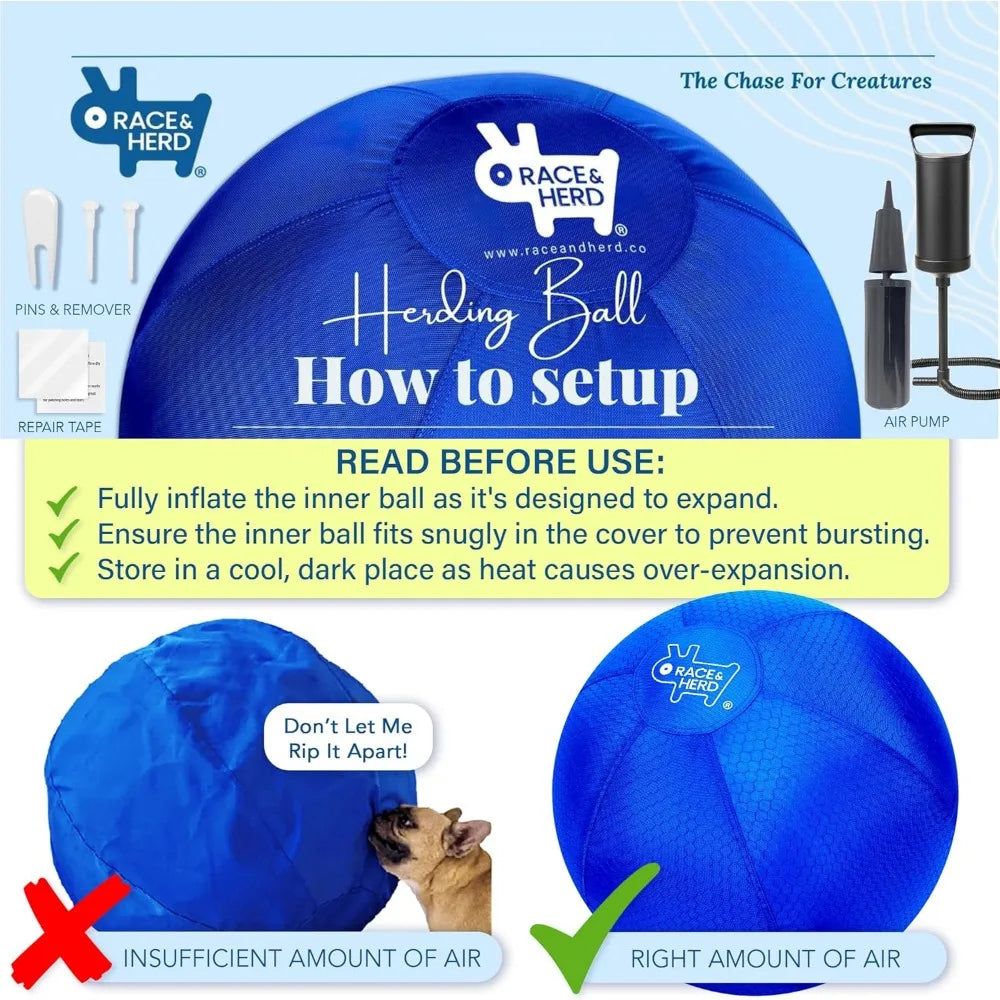 Race&Herd 25" Original Herding Ball for Dogs, Giant Herding Ball for Australian Shepherds, Dog Training Toy for Medium Breeds, D