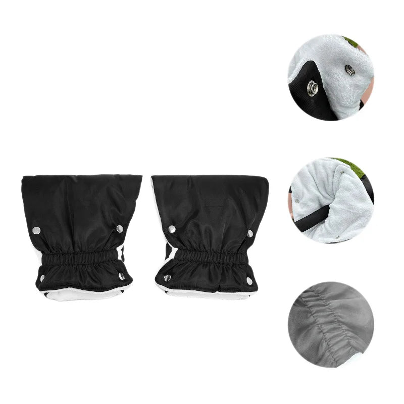 Baby Stroller Warm Gloves Soft Velvet Gloves Black Anti Cold Baby Stroller Handrail Gloves