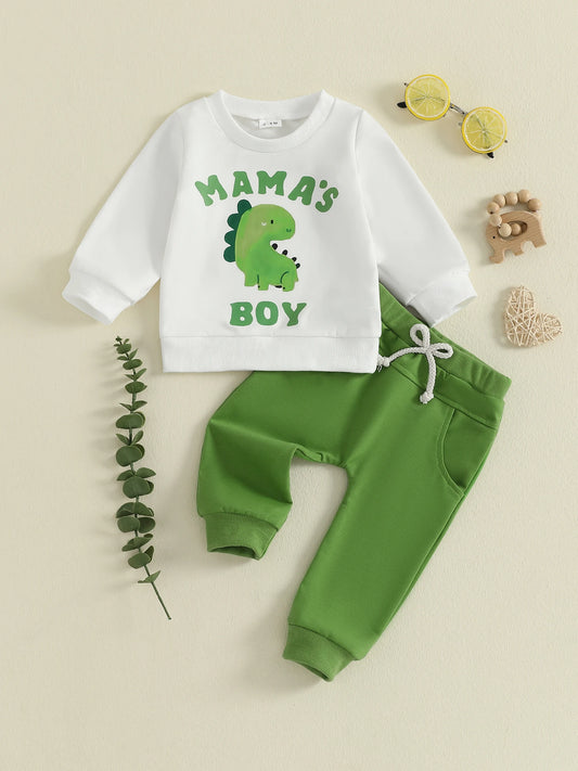 Baby Boy Autumn Clothes Cute Animal Pattern Hooded Sweatshirt Comfortable Elastic Waistband Trousers 2 Piece Outfit Set