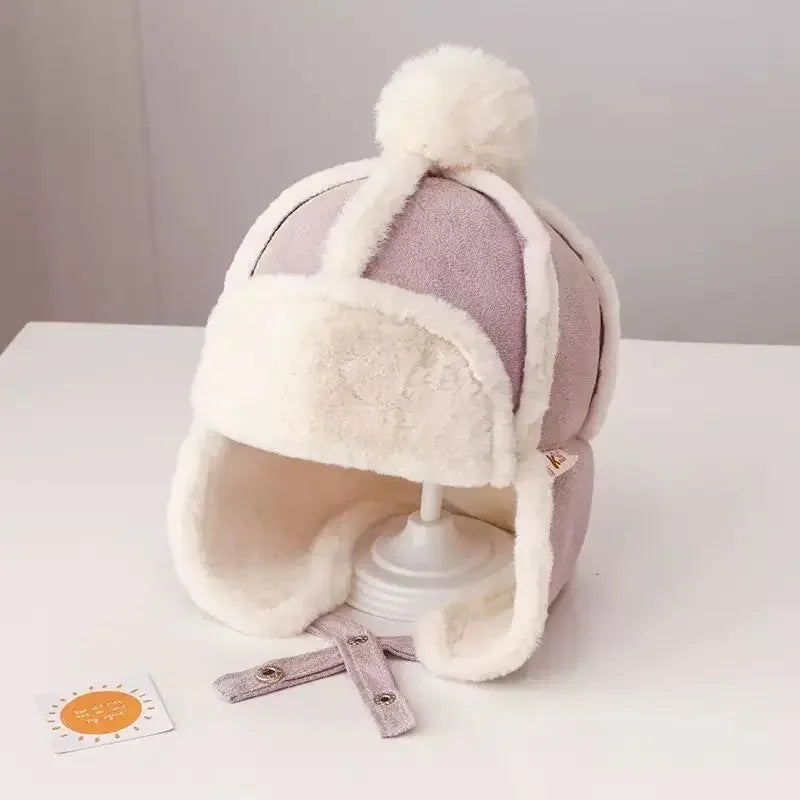 Baby Toddler Winter Ushanka LeiFeng Hat Cute Pompom Earflap Warm Outdoor Ear Protection Kids Cap