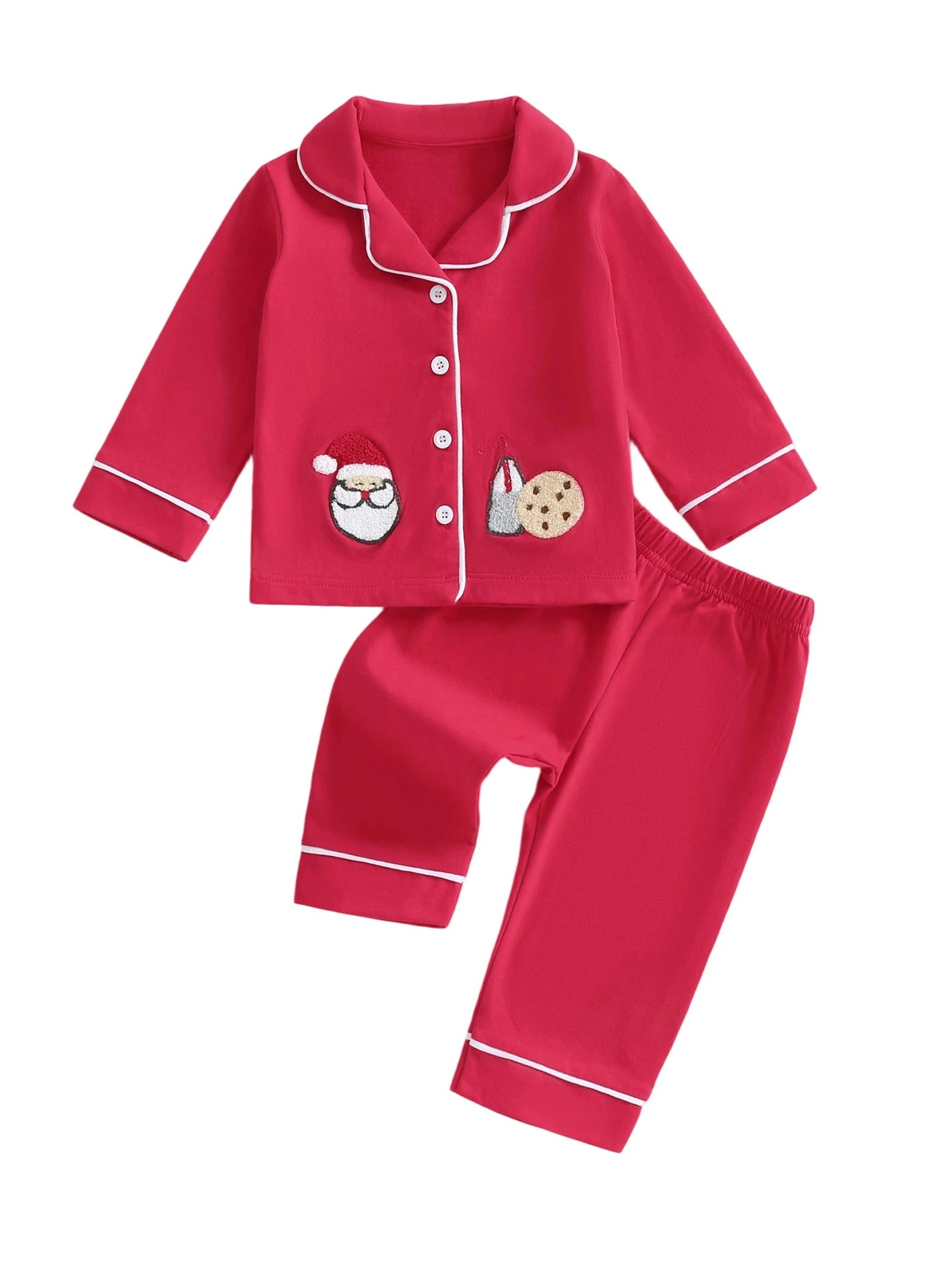 Infant 2-Piece Christmas Pajamas Set with Reindeer Print Long Sleeve Top and Matching Pants for Baby Sleepwear